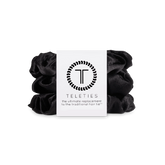 Jet Black Large Silk Scrunchies
