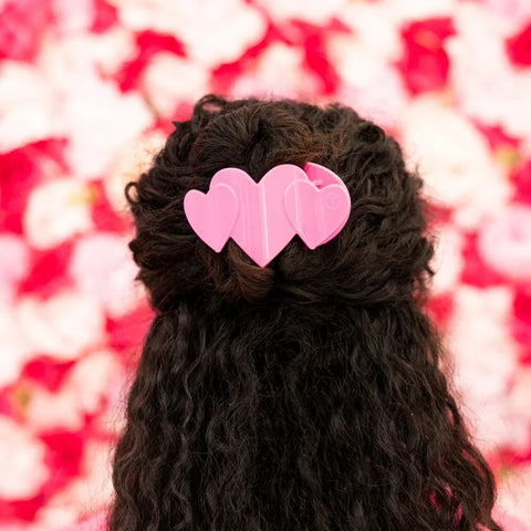 Pink Heart to Heart Medium Flat Hair Clip