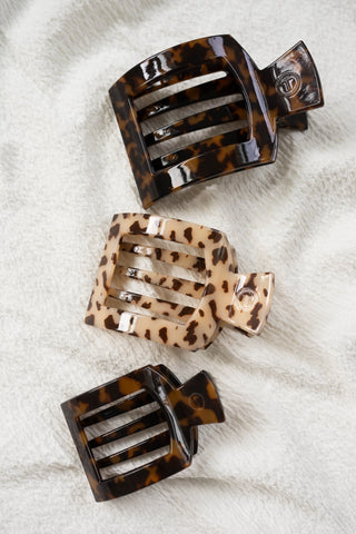 Tortoise Small Flat Square Hair Clip