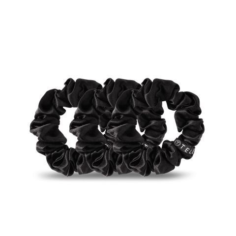 Jet Black Large Silk Scrunchies