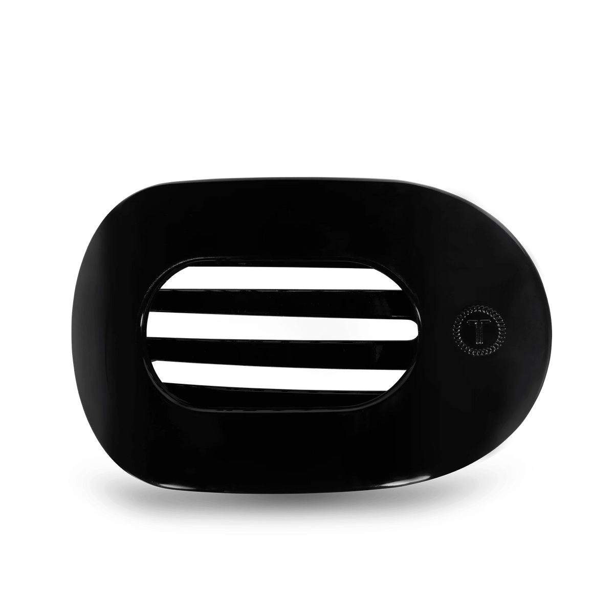Jet Black Large Flat Round Hair Clip