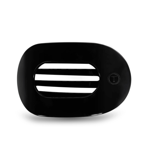 Jet Black Large Flat Round Hair Clip