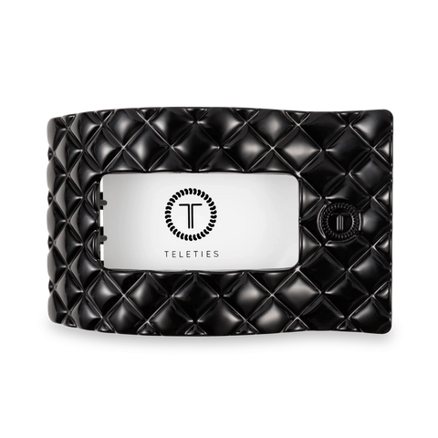 Jet Black Quilted Large Flat Rectangle Hair Clip