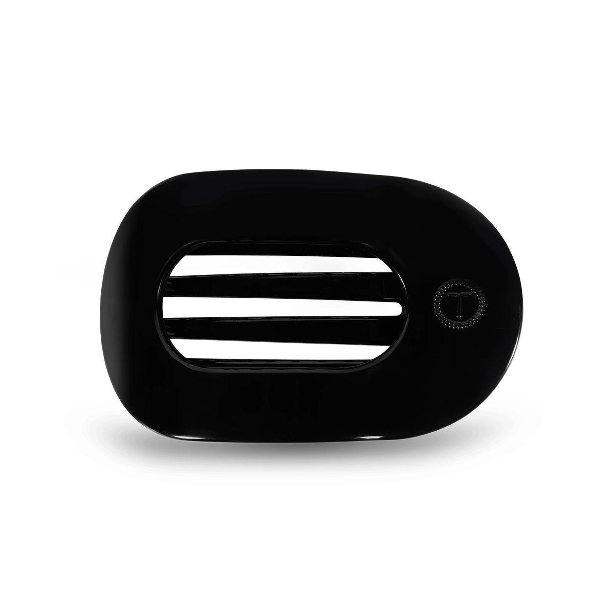 Jet Black Medium Flat Round Hair Clip