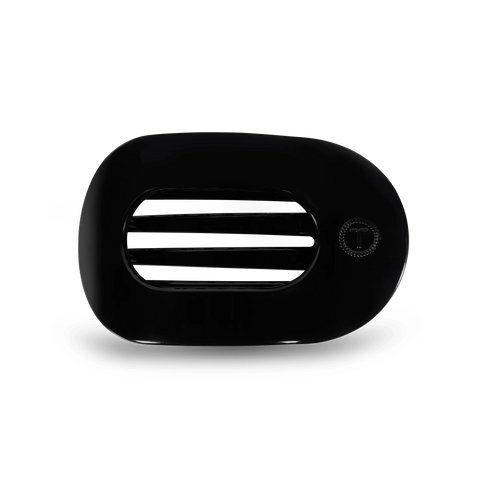 Jet Black Medium Flat Round Hair Clip