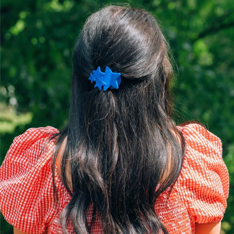 Blue Shooting Star Tiny Flat Hair Clip