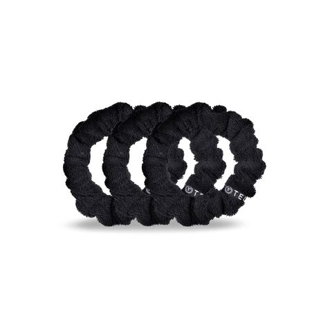 Jet Black Small Towel Scrunchies