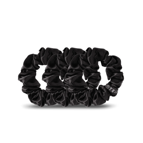 Jet Black Small Silk Scrunchies