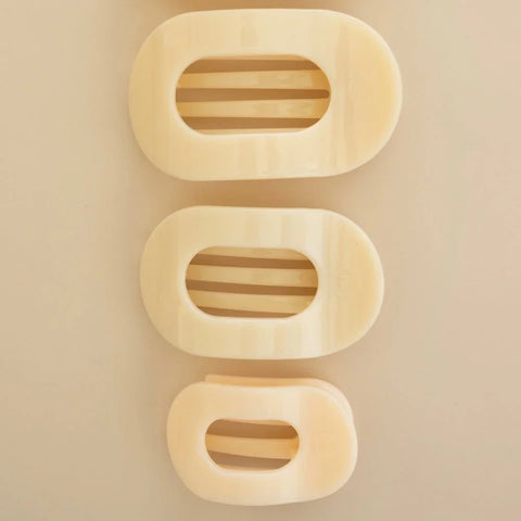 Almond Beige Tiny Flat Round Clip