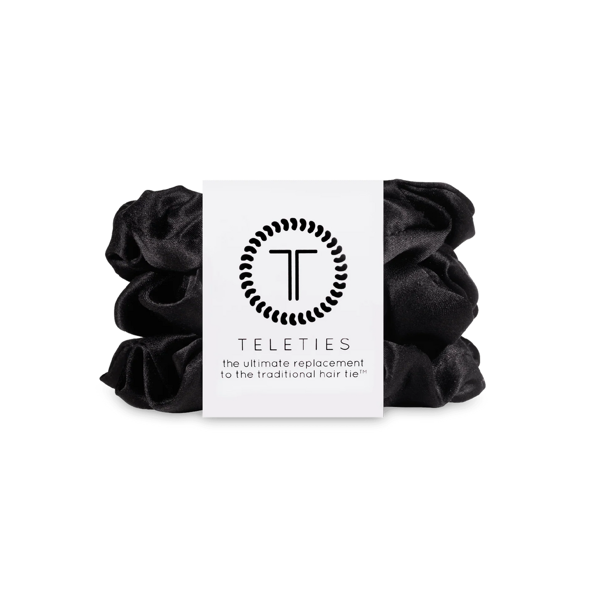 Jet Black Large Silk Scrunchies