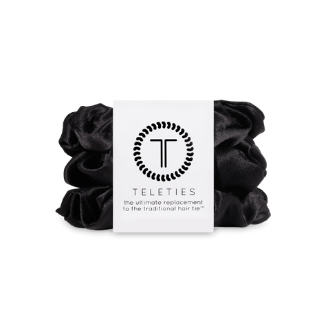 Jet Black Large Silk Scrunchies